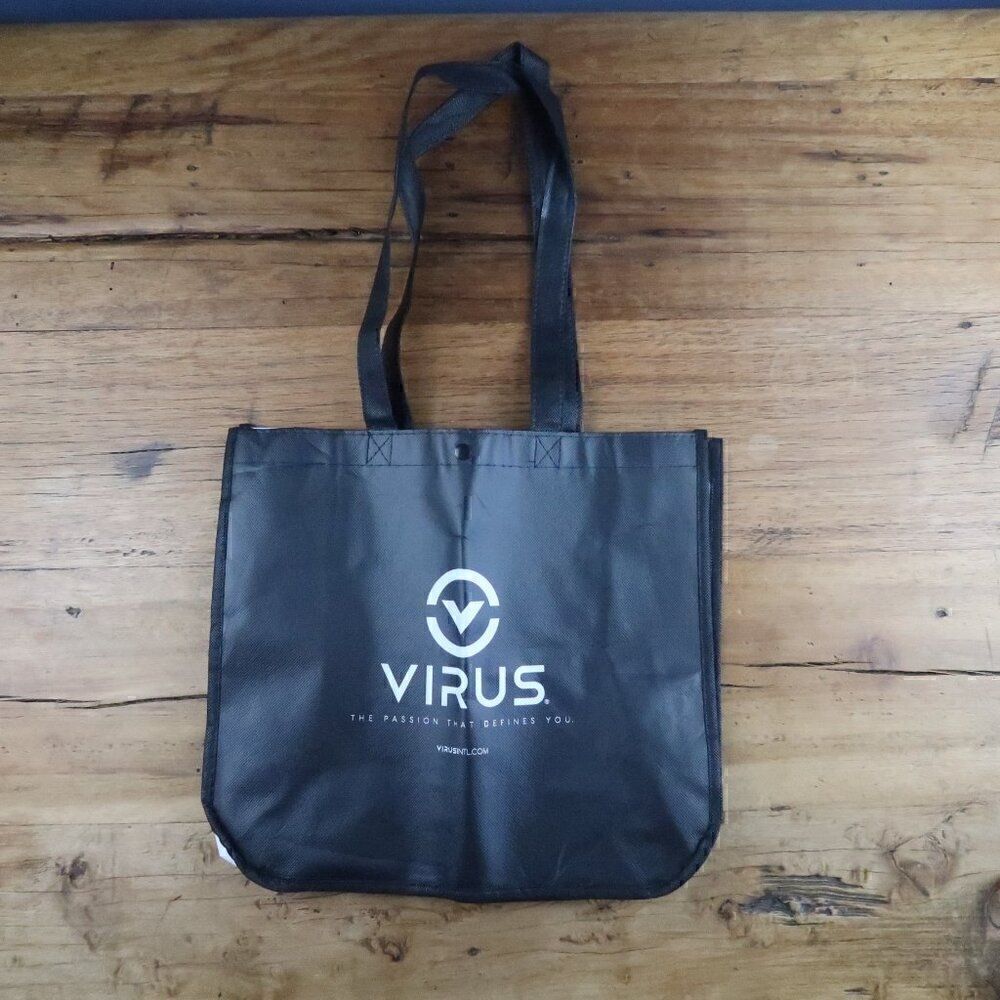VIRUS SHOPPING BAG BLACK WITH SNAP STURDY MATERIAL CLOSURE NEW